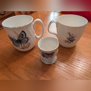 Floral and Butterfly Design Mug and Cup Set